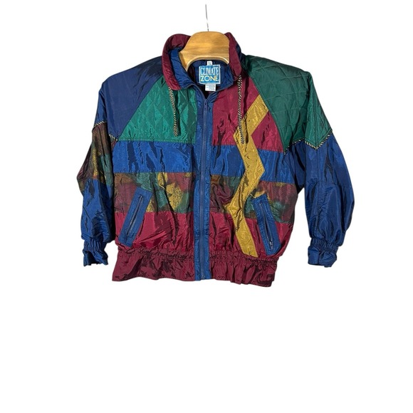 Vtg Climate Zone Track Suit Jacket And Pants Womens 22w Nylon 80s 90s Metallic - Picture 2 of 16